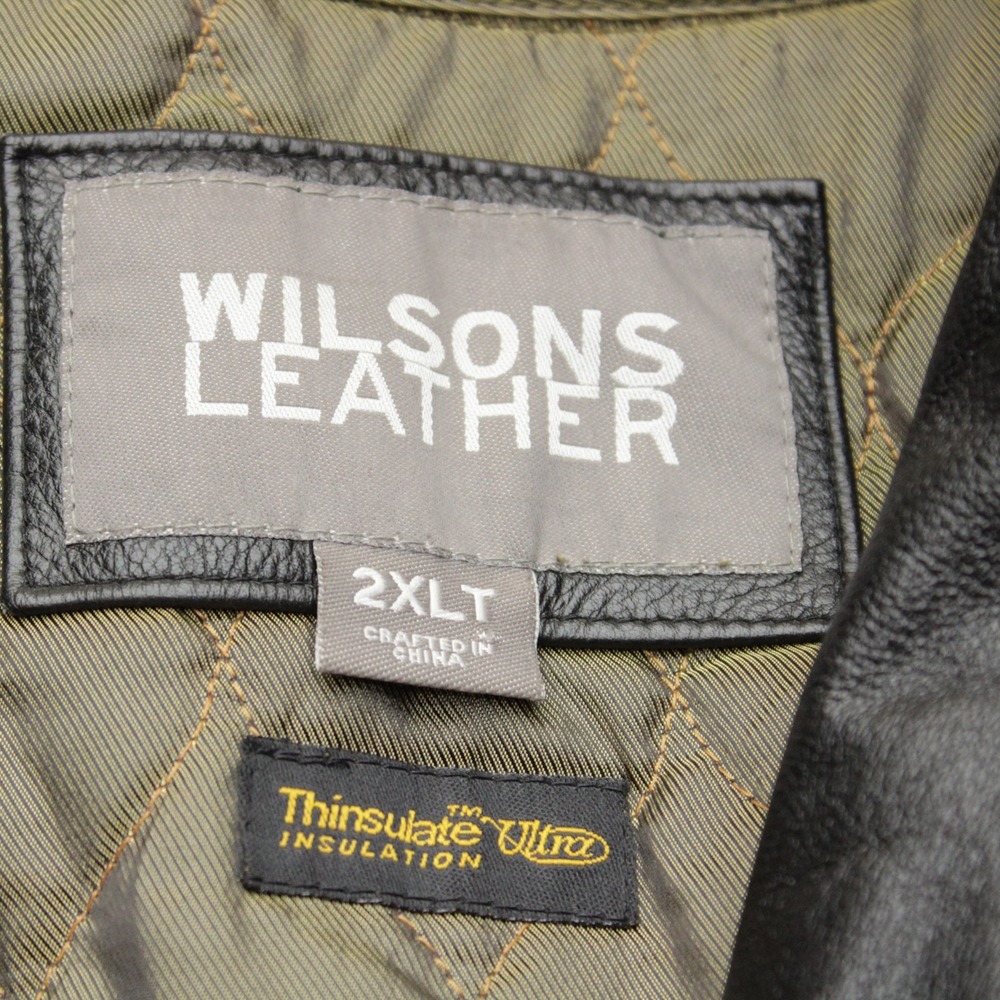 Vintage Wilsons Leather Car Coat Mens 2XLT Black 3M Thinsulated Removable Liner - Picture 3 of 8